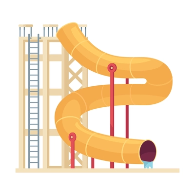 Tall water pipe slide in aquapark cartoon vector illustration