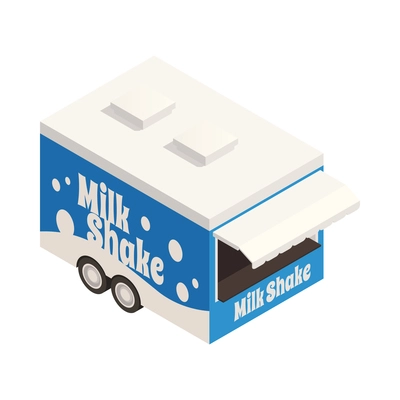 Milk shake street trade cart on white background 3d isometric icon vector illustration