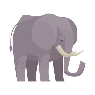 Adult elephant in flat style side view vector illustration