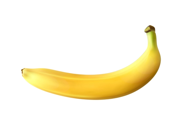 Realistic ripe unpeeled banana on white background vector illustration