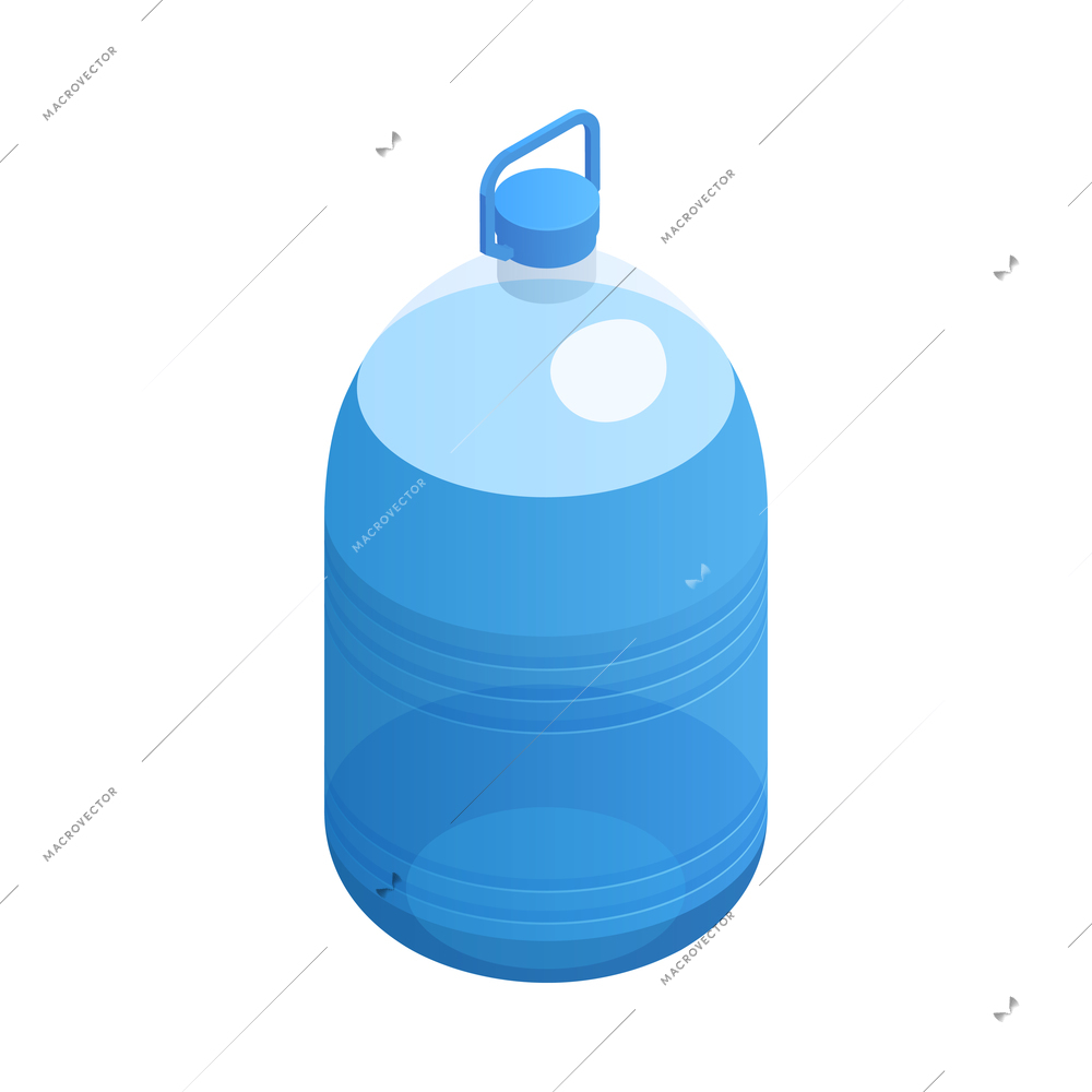 Isometric icon with big blue plastic water bottle vector illustration