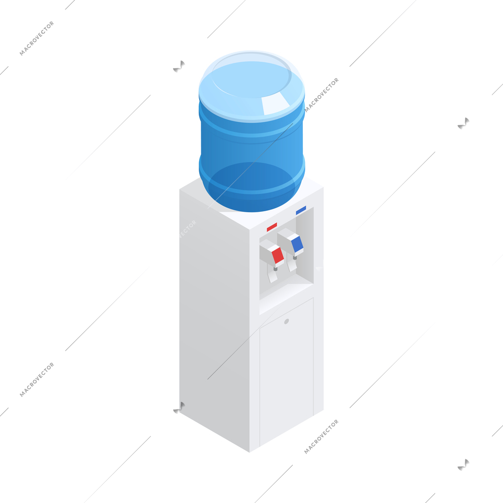 Floor water cooler with plastic bottle 3d isometric vector illustration