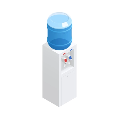 Floor water cooler with plastic bottle 3d isometric vector illustration