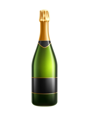 Realistic sealed glass bottle of champagne vector illustration