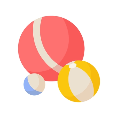 Three colorful balls of different size isometric icon vector illustration