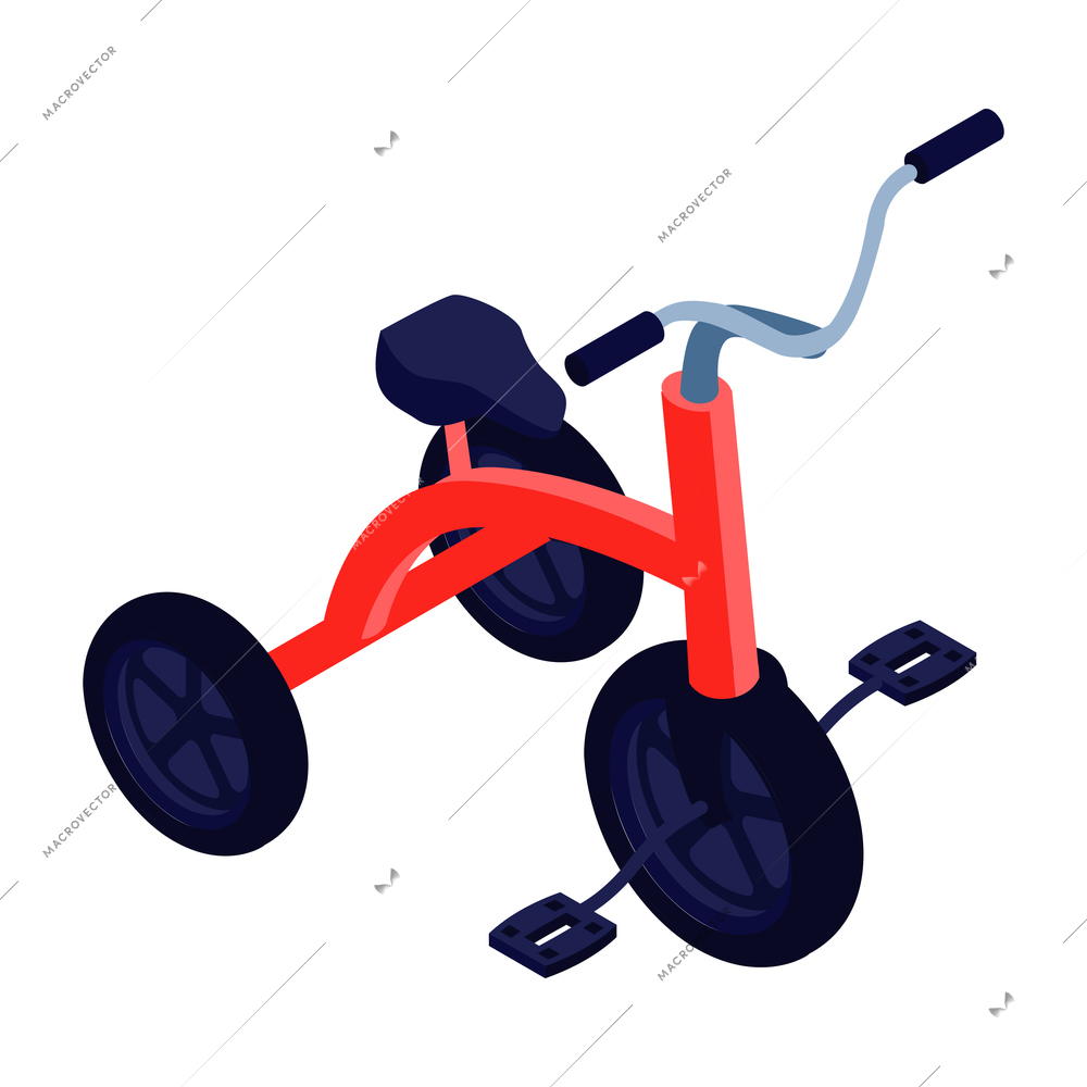 Red tricycle for children isometric icon vector illustration