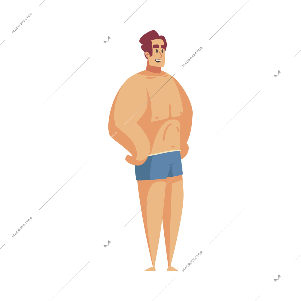 Cartoon character of happy man wearing swimming trunks vector illustration