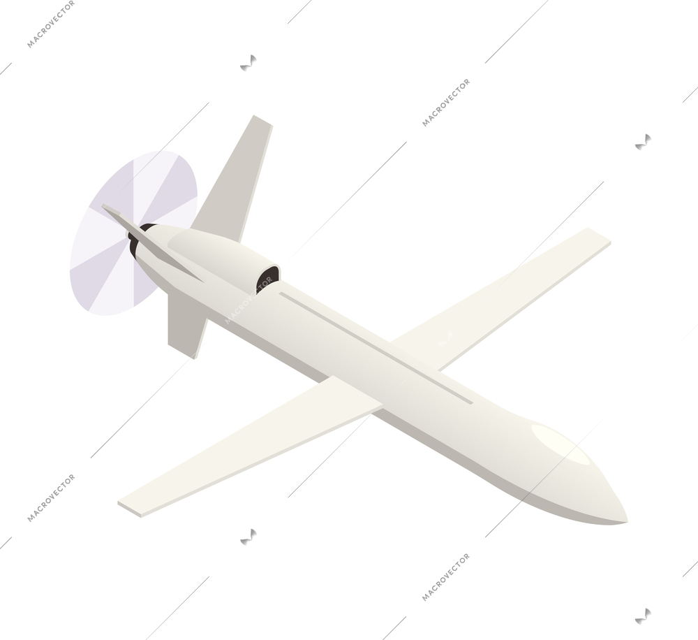 White plane drone isometric icon on blank background 3d vector illustration