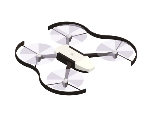 White and black isometric drone on blank background 3d vector illustration