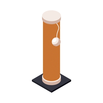 Cat scratching post with ball isometric icon vector illustration