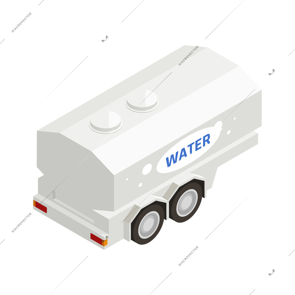 Isometric icon with tank for water delivery on white background 3d vector illustration
