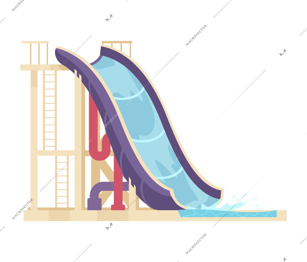 Cartoon colorful tall slide in water park vector illustration