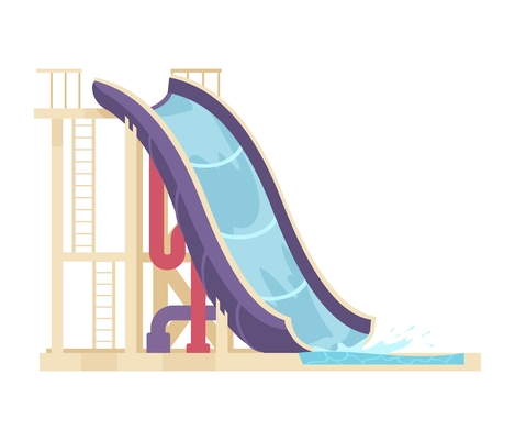 Cartoon colorful tall slide in water park vector illustration