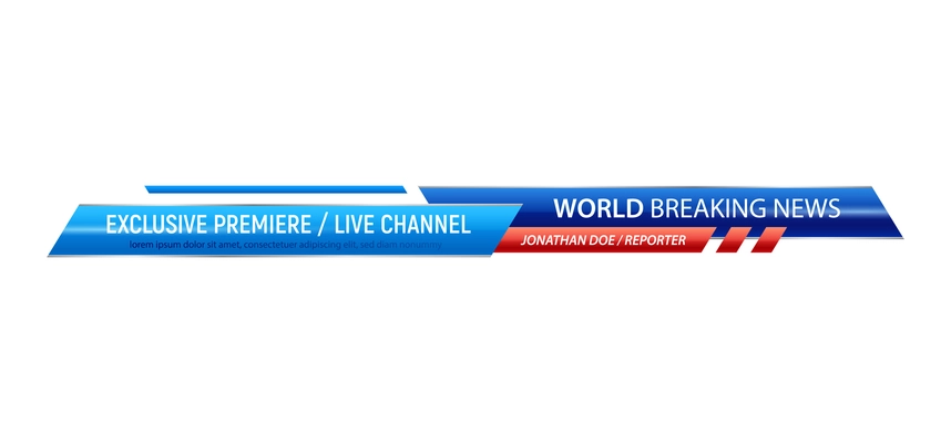 Realistic world breaking news lower third bar template vector illustration