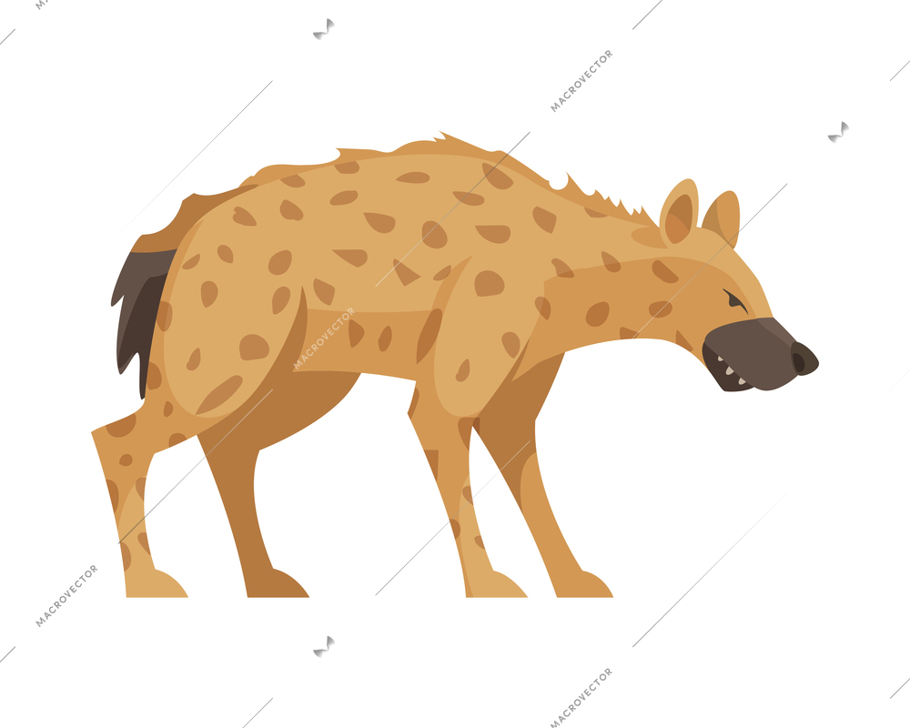 Hyena in flat style side view vector illustration