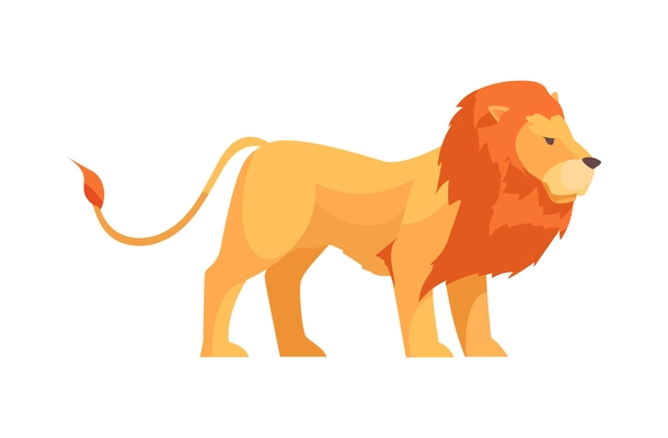 Flat lion side view on white background vector illustration