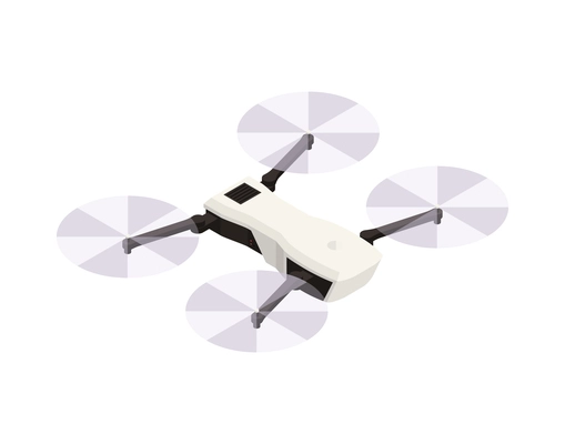 Wireless modern white drone isometric icon 3d vector illustration