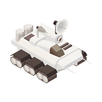 Mars rover space vehicle in white color isometric icon 3d vector illustration