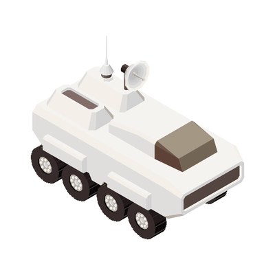 Isometric icon with mars rover automated space vehicle 3d vector illustration