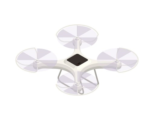 Isometric icon with modern white quadrocopter model 3d vector illustration