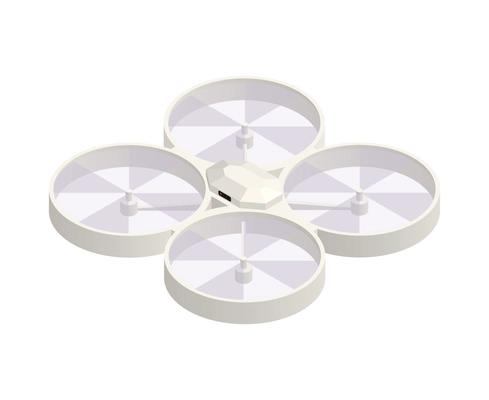 Isometric icon with quadrocopter drone in white color 3d vector illustration