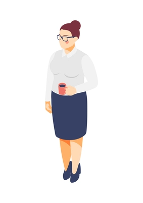 Isometric character of plus side businesswoman in office wear 3d vector illustration