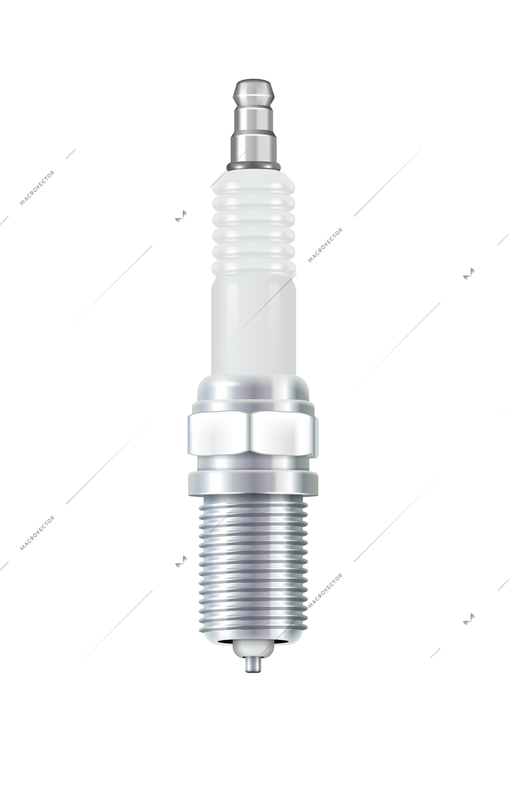 Realistic automobile spark plug on white background vector illustration