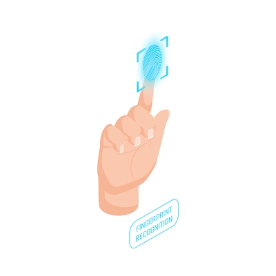 Biometric authentication isometric icon with fingerprint scanning image 3d vector illustration