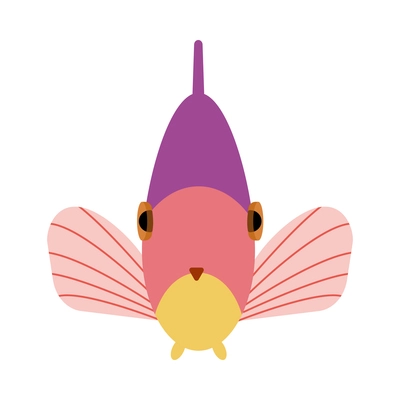 Flat front view of colorful exotic sea fish on white background vector illustration