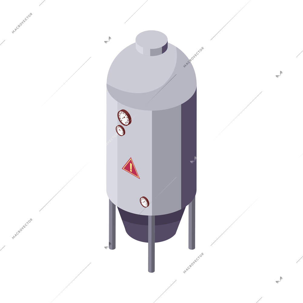 Wine production isometric icon with factory equipment on white background 3d vector illustration