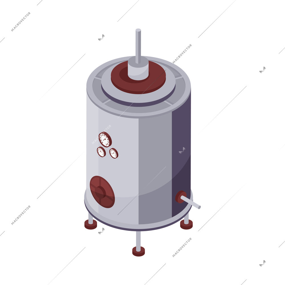 Wine production icon with isometric equipment for fermenting and aging 3d vector illustration