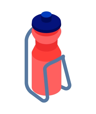 Red sport water flask bottle in holder isometric icon vector illustration