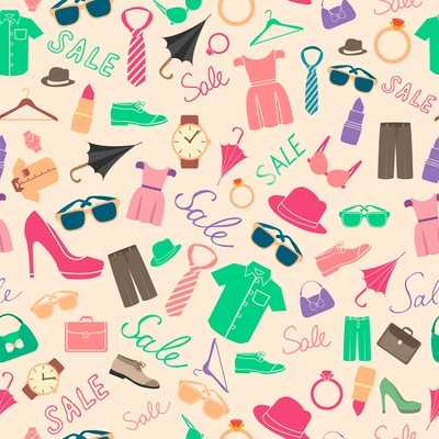 Fashion and clothes accessories seamless pattern vector illustration