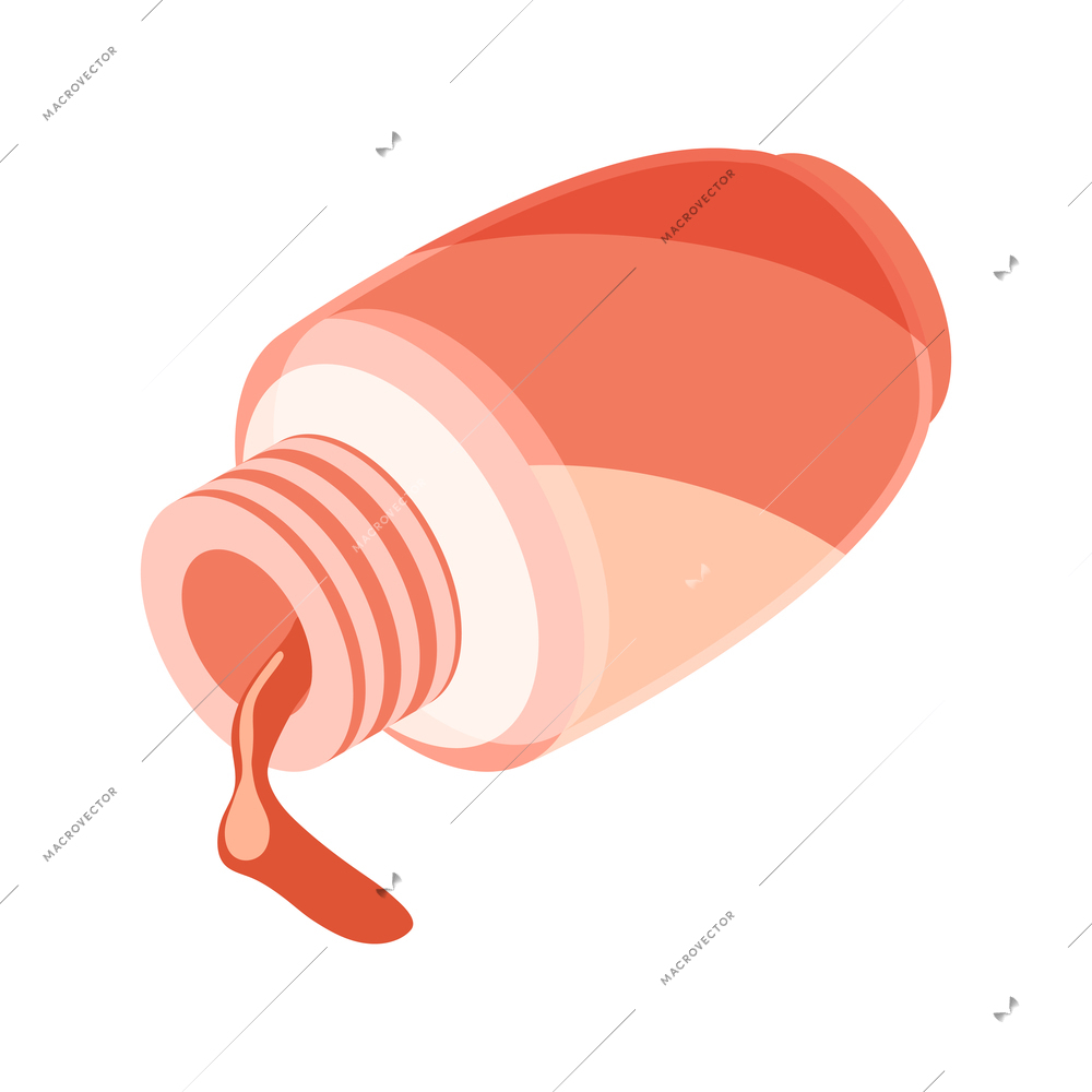 Bottle with spilled nail polish isometric icon 3d vector illustration