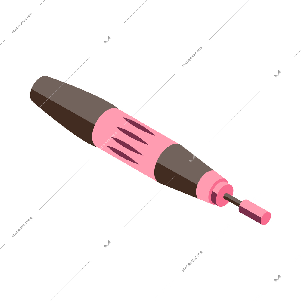 Manicure electric nail drill isometric icon on white background 3d vector illustration