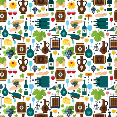 Wine tradition alcohol drink seamless pattern vector illustration