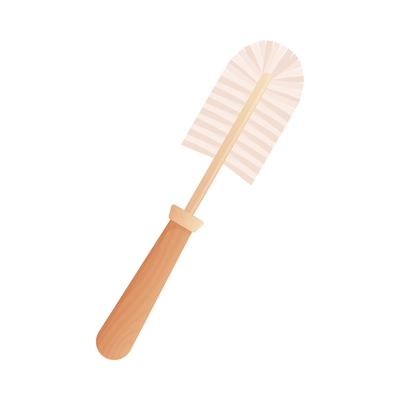 Eco friendly bamboo toilet brush on white background flat vector illustration