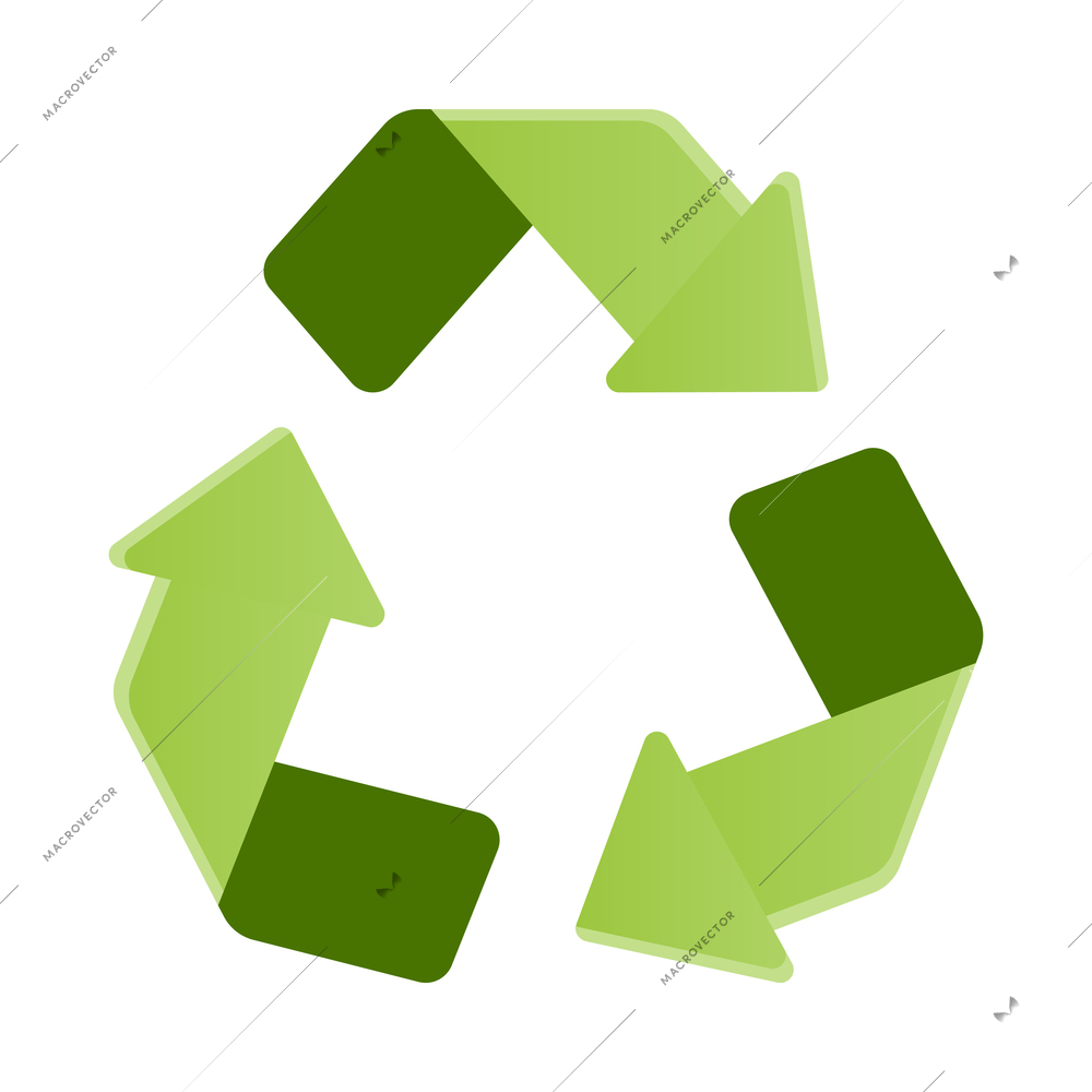 Flat green recycle symbol on white background vector illustration