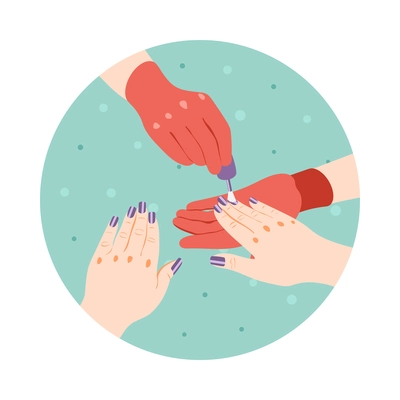 Manicure process icon with hands of manicurist painting nails 3d isometric vector illustration