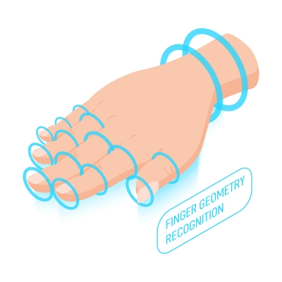 Biometric authentication isometric icon with human finger geometry recognition vector illustration