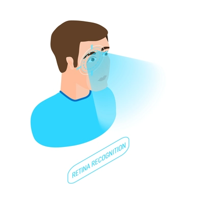 Biometric authentication isometric icon with recognition technology by eye retina 3d vector illustration