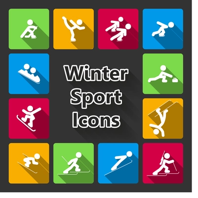 Winter sports icons set isolated vector illustration