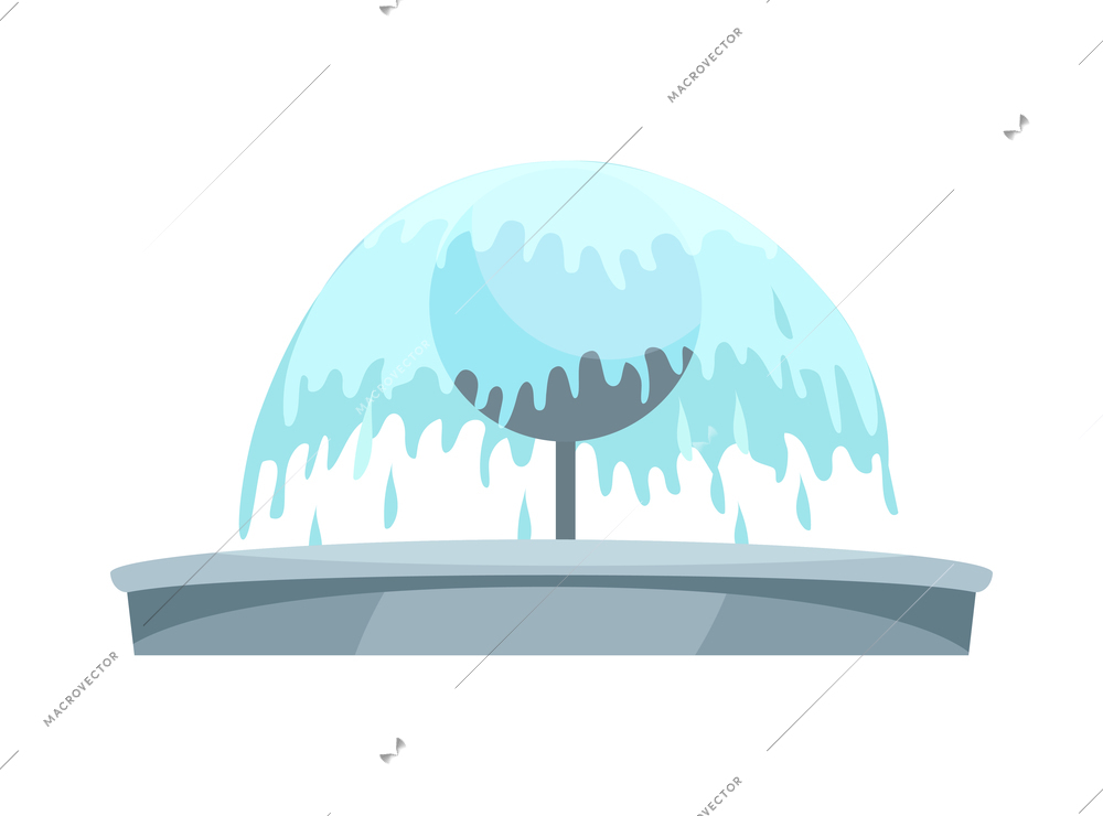 City fountain with water in flat style vector illustration