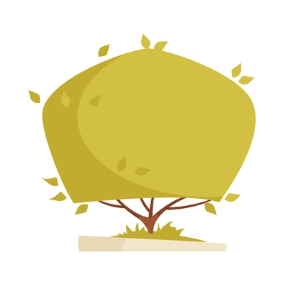 Shaped bush small tree with green leaves in flat style vector illustration