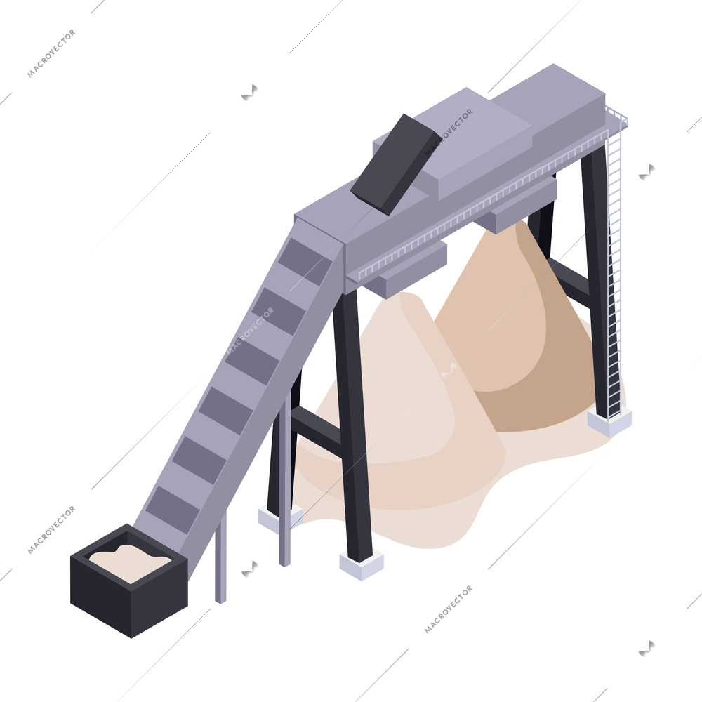 Glass production unit isometric icon on white background 3d vector illustration