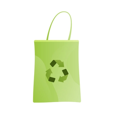 Eco friendly green shopping bag with recycle symbol flat vector illustration
