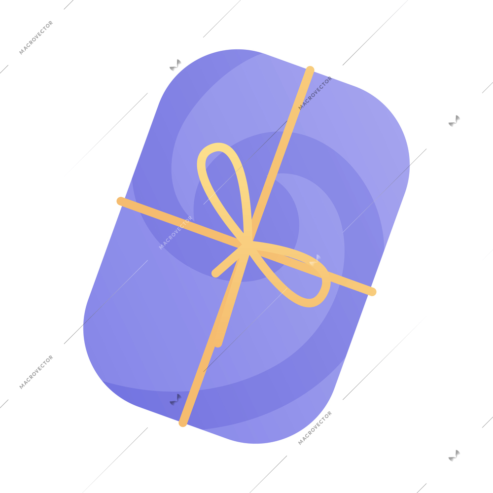 Soap bar tied with twine on blank background flat vector illustration
