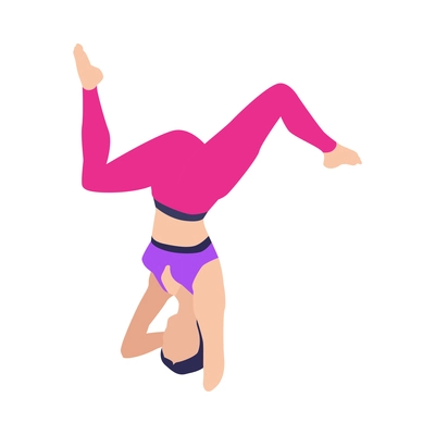 Woman practicing yoga position 3d isometric icon vector illustration