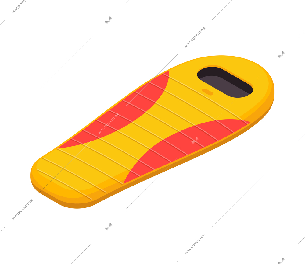 Yellow and red sleeping bag isometric icon on white background 3d vector illustration