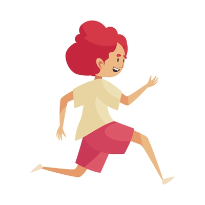 Happy boy in summer clothes running on white background flat vector illustration